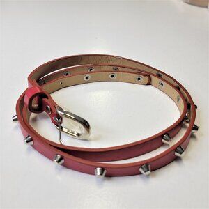 Womens Red Belt With Metallic Studs - NEW without Tag